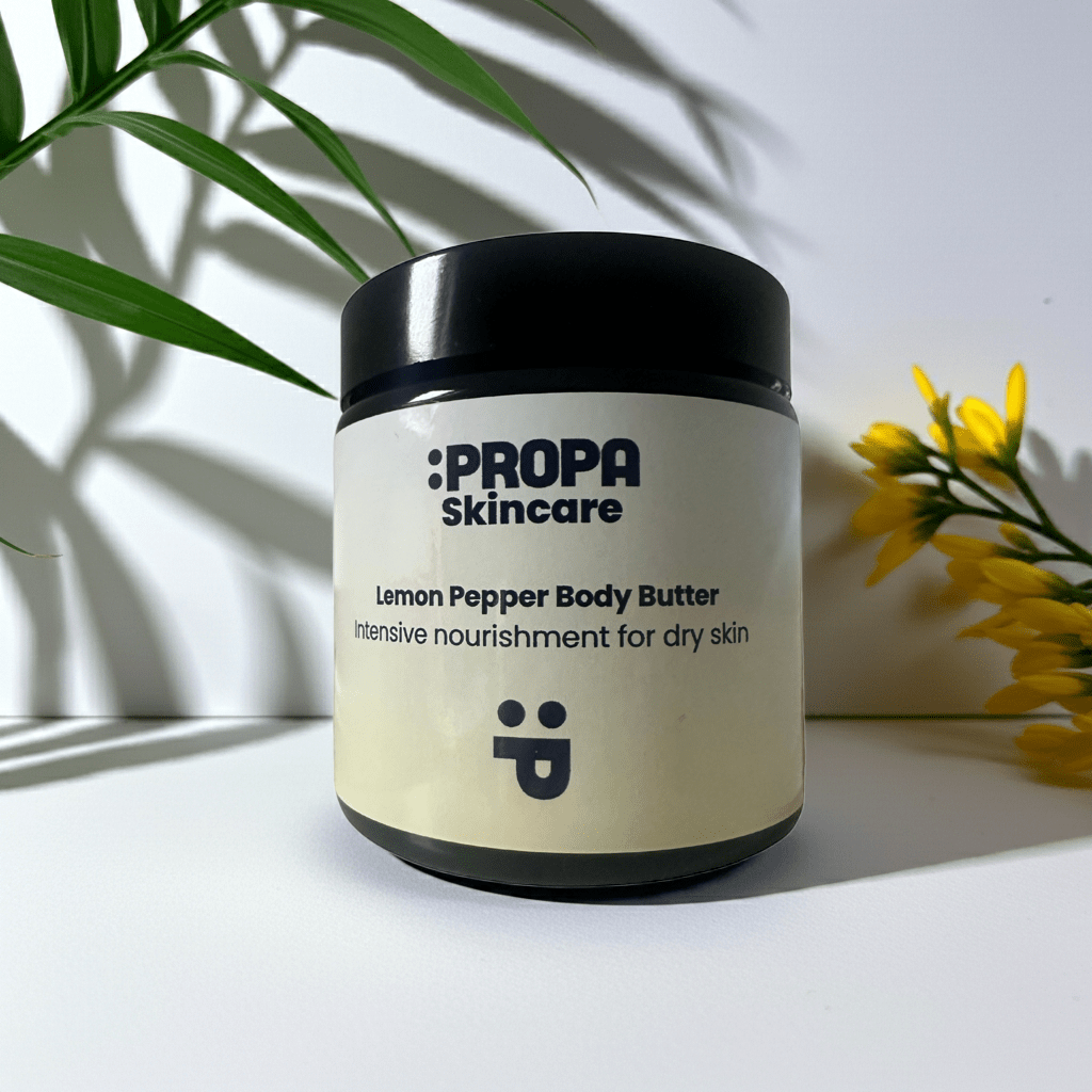 Natural vegan body butter for dry skin by Propa Skincare