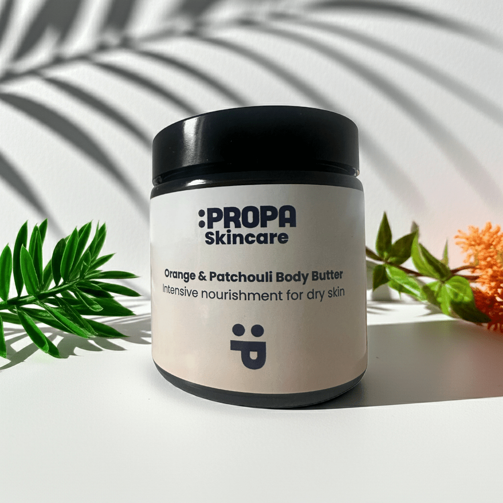 Natural vegan body butter for dry skin by Propa Skincare